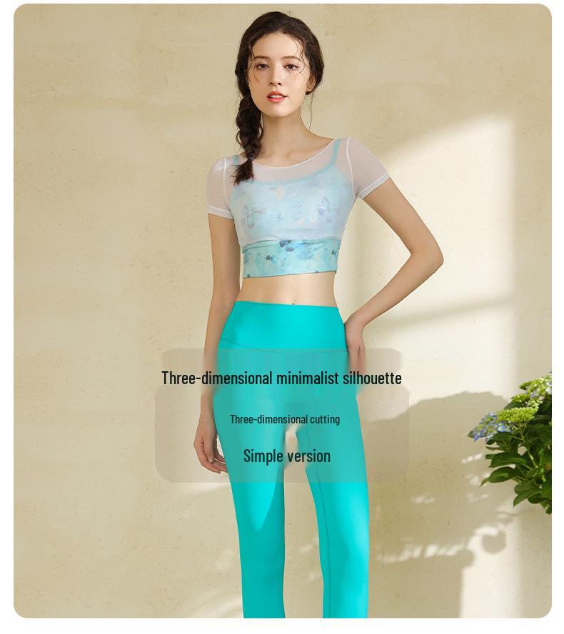 One-Shoulder Mesh Yoga Top with Chest Pads - Breathable, Hollow Design for Dance, Running, Fitness.