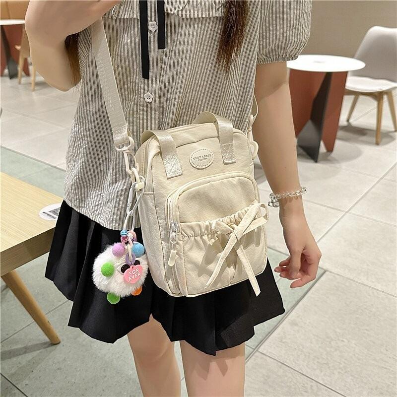 Casual Messenger Bag New Versatile Fresh Mobile Phone Bag College Style Student Class Shoulder Bag