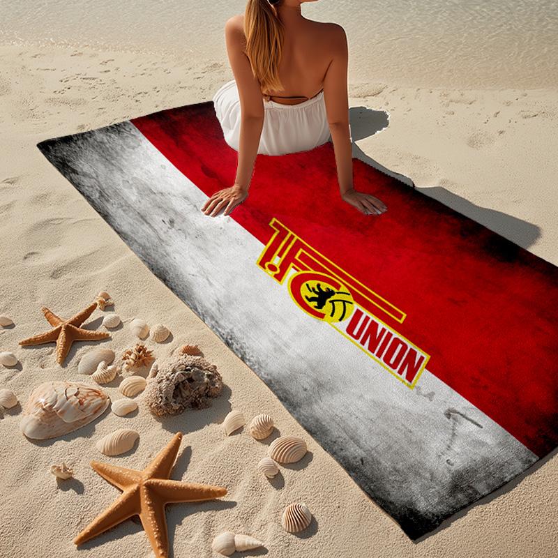 1 Stück Union Fußball-Emblem Strandtuch - Weiche, Saugfähige Mikrofaser, Leicht, Ideal für den Strand, Partys, Reisen, Camping, Geschenke für Fans