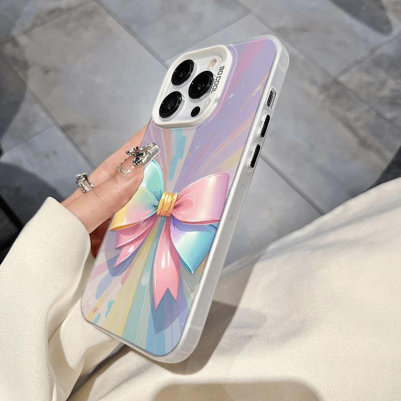 Colorful Bow Case Phone Case For IPhone 17 Air 16 16e 15 14 13 12 11 Pro Max 8 7 Plus Chiffon Texture Back Cover