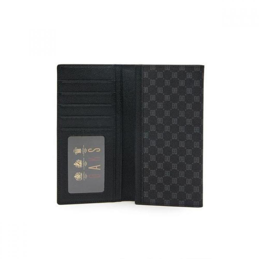 Daks Black Leather Logo Pattern Long Wallet Dbwa2f121