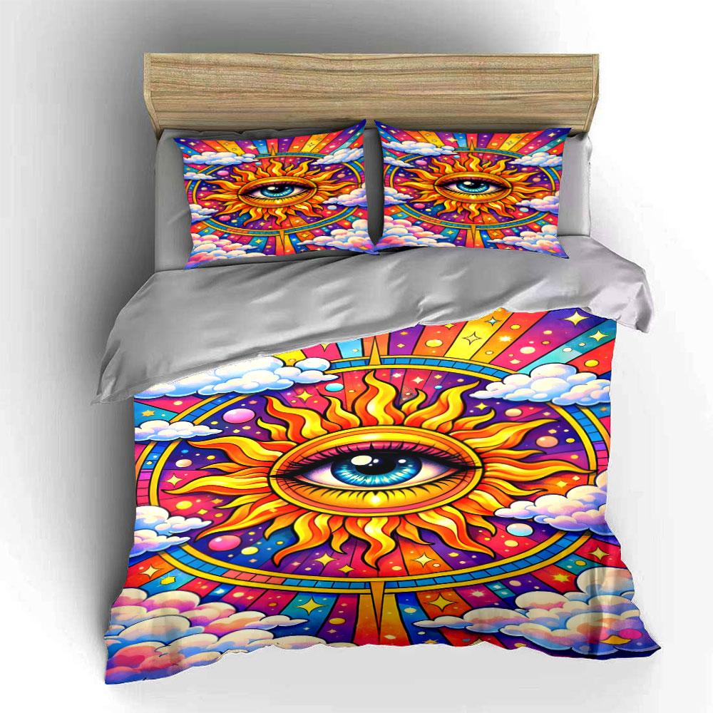 Eye surrounded by sun. Bedding sets Duvet cover sets Duvet covers Pillowcases(1*Duvet Cover 2*Pillowcases without duvet insert)