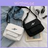 Trendy Black And White Versatile Canvas Crossbody Bag With Embroidered Planet Design