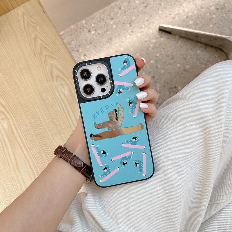 

Splits Girl Drop-Proof Mirror Case for iPhone 12-15, Trendy Brand, Compatible with iPhone 14 Pro Max 11