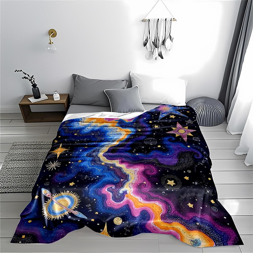 Galaxy Cosmic Stars and Nebula Pattern Decorative Area blanket blanket blanket, suitable for use in the bedroom, living room, on the sofa