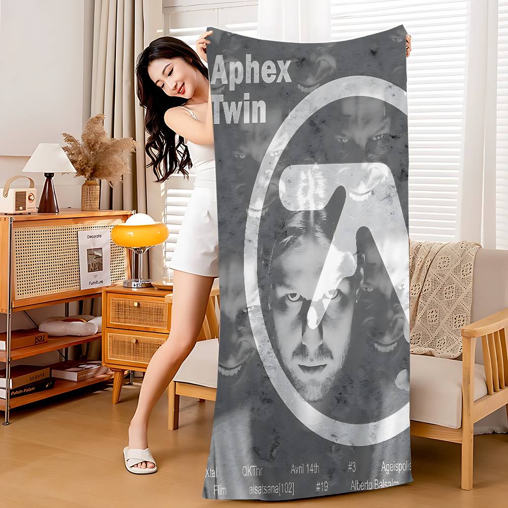 Pop Band A_Aphex T_Twin Anime Beach Swimming Towel Soft Absorbent Washcloth Children's Gifts For Kids Travel Camping Gym