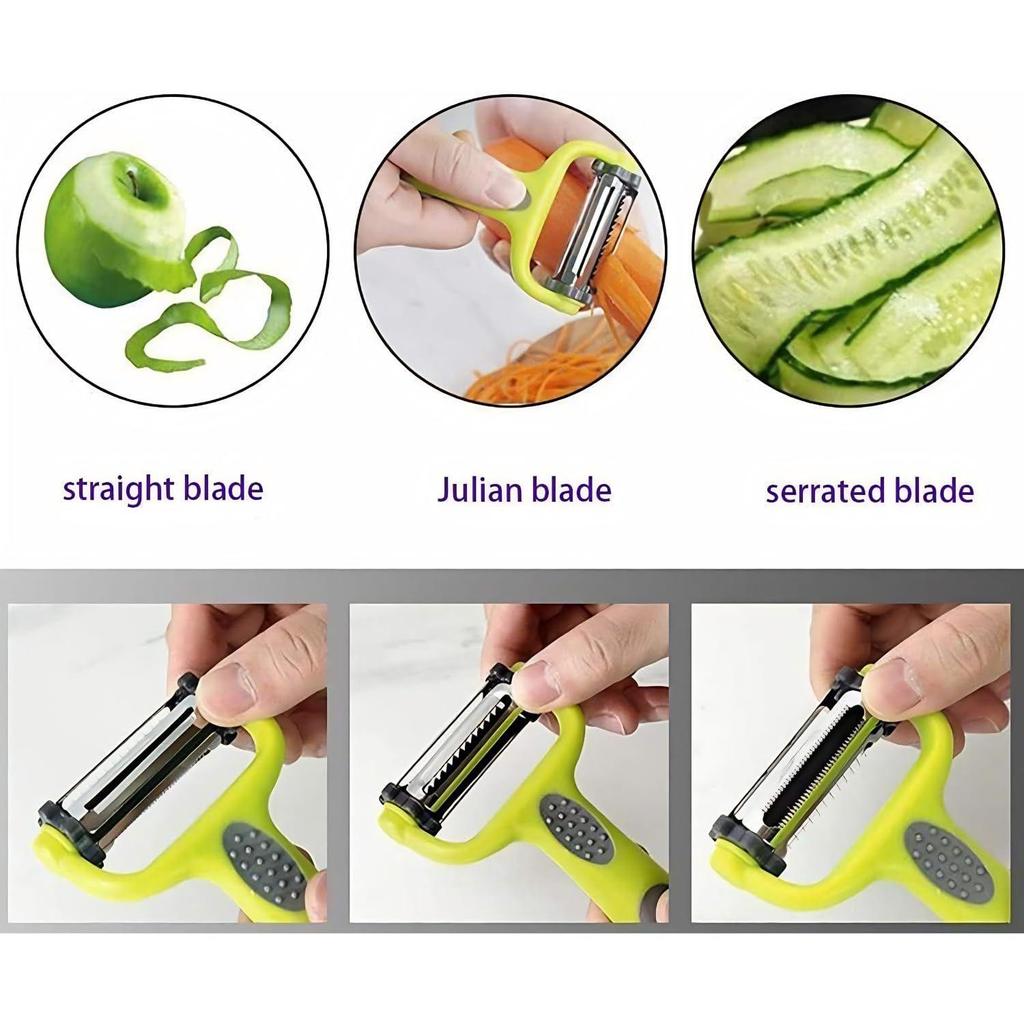 3-in-1 Stainless Steel Julienne Vegetable Peeler with Dual Blade | Fruit & Vegetable Peeler and Slicer