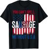 Funny Patriotic Sausage USA BBQ American Flag Humor T-Shirt