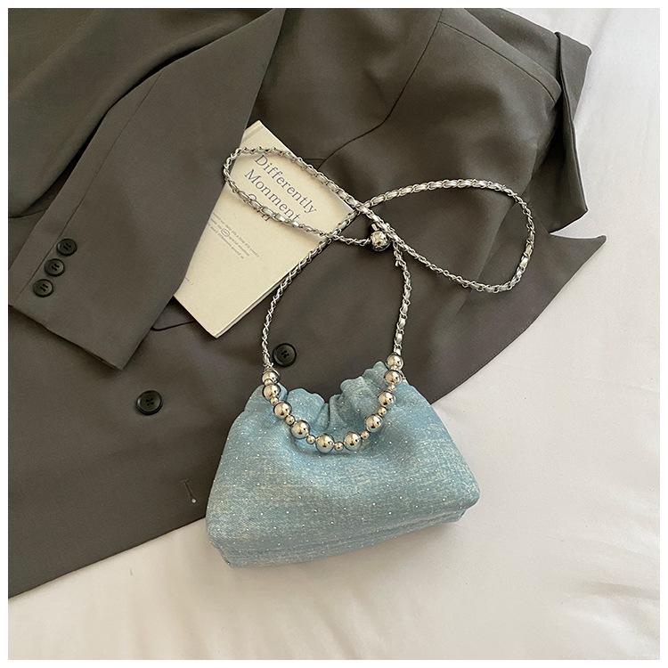 

Niche design fashion denim bag women s 2025 new popular versatile chain shoulder messenger bag bucket bag