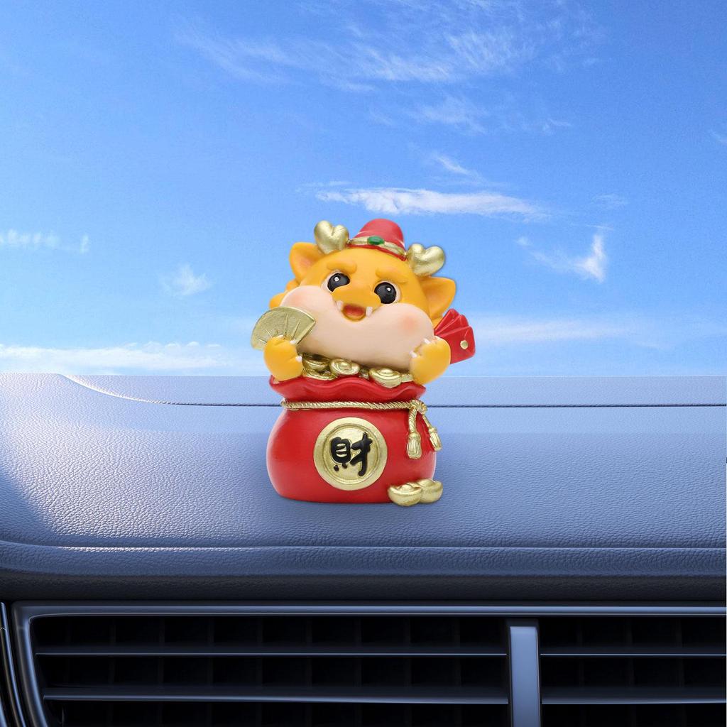 Cartoon Dragon Statue Car Dashboard Decor Collectible Souvenir Gift Mini Figurine Tabletop