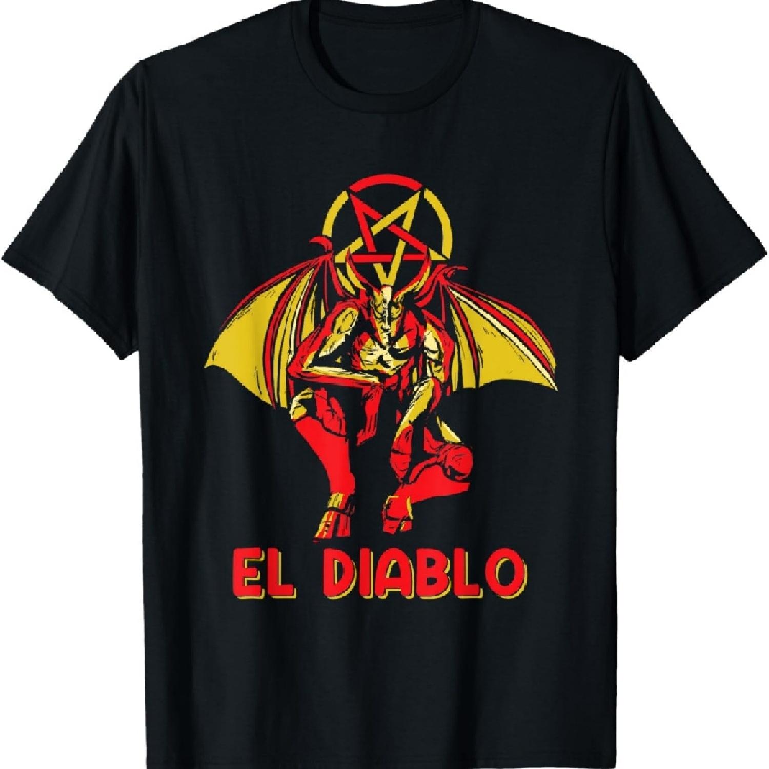 

El Diablo Spanish Devil With Wings Spooky Halloween Lucifer T-Shirt XXXXXL чорний