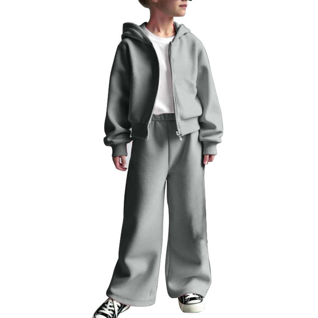 Girls' Hooded Jacket + Pants + T-Shirt Three-Piece Set Sports Fleece Casual Children's Outfit