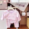 Kids Cotton Pajama Set Boys Girls Soft Sleepwear Long Sleeve Underwear Round Neck A Class Safety Homewear