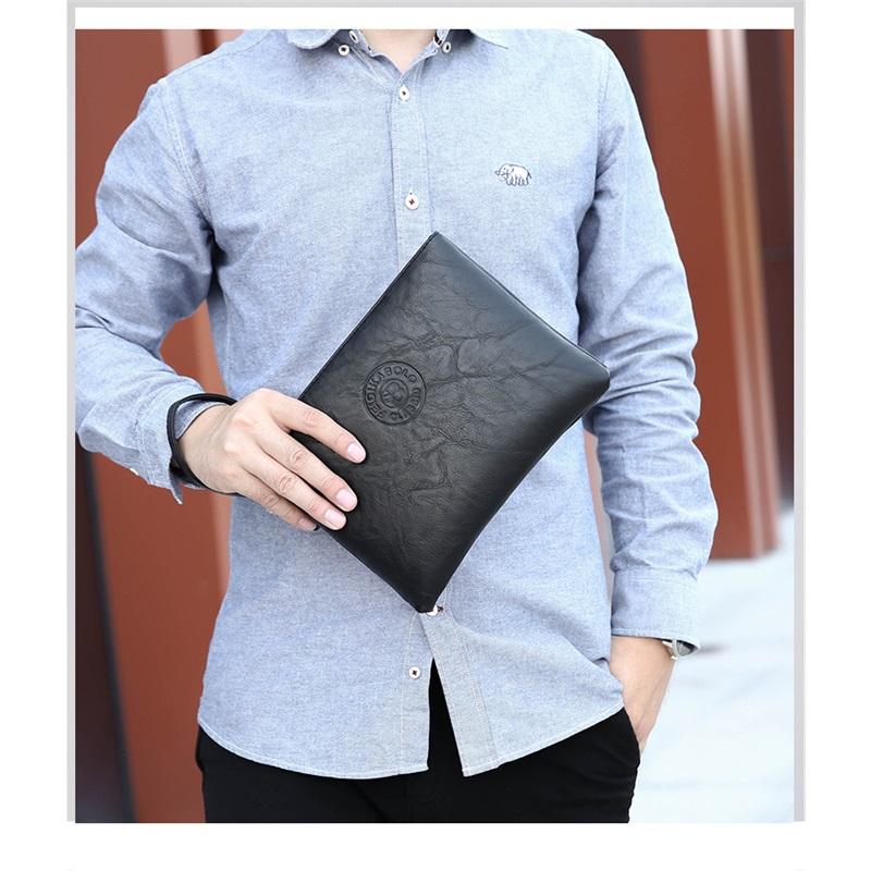 Men's New Casual Clutch, Leather Soft Leather Men's Bag, Mobile Phone Bag, Large-capacity Wallet