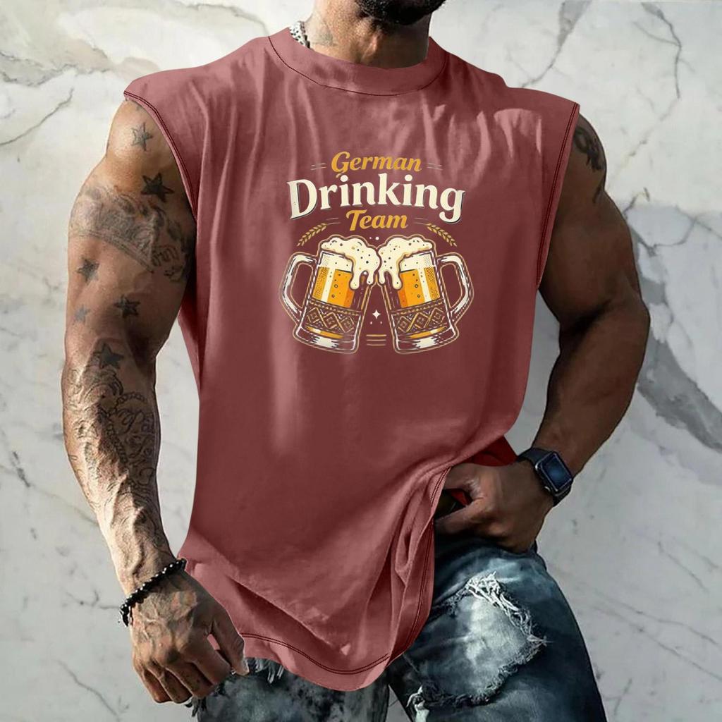 Men Sleeveless Tank Top Loose Fit Casual Streetwear Sport Vest with Unique Texture Print Suitable for Festival Holiday Daily Wear