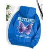 Women Beautiful Purple Butterfly Printing Hoodies Women Pocket Hoody Simple Casual Hoodie Autumn Loose Female Streetwear