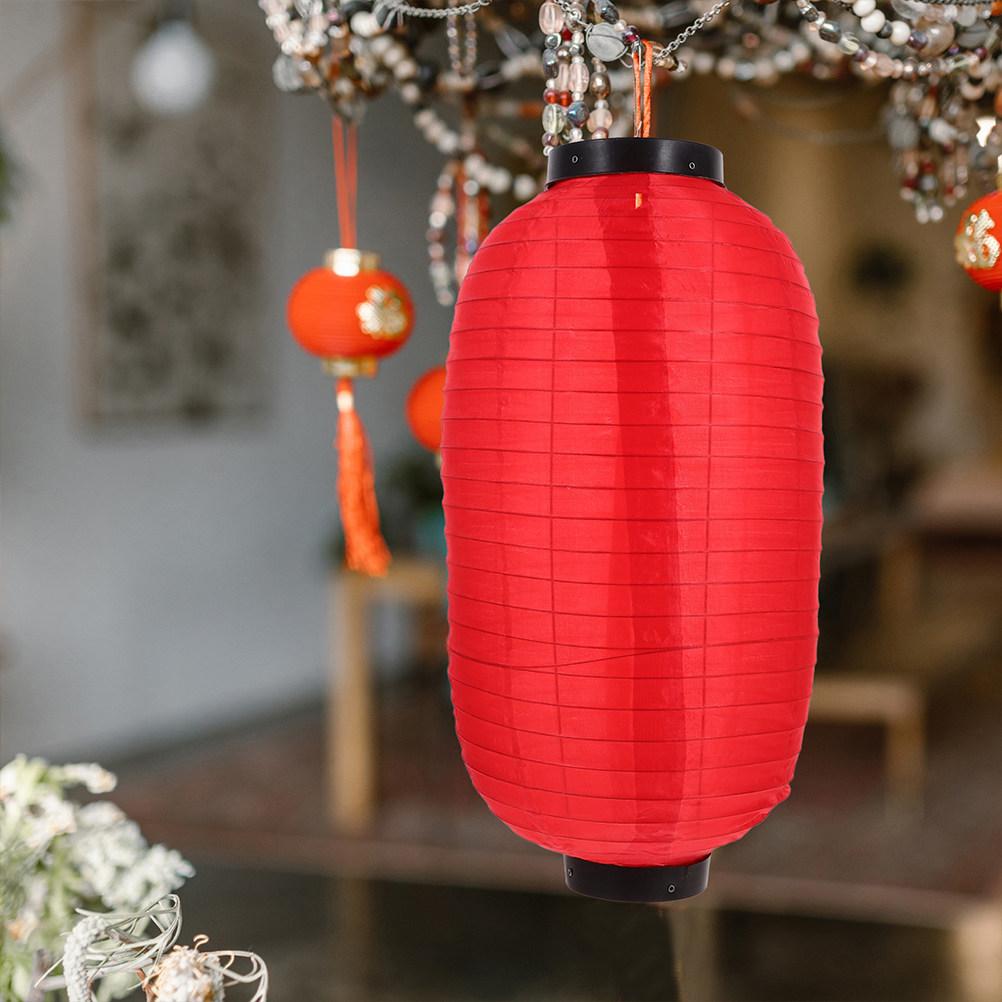 4Pcs Traditional Japanese Lanterns Silk Fabric Waterproof Foldable Hanging Light Fixture for Wedding Party Sushi Bar Outdoor