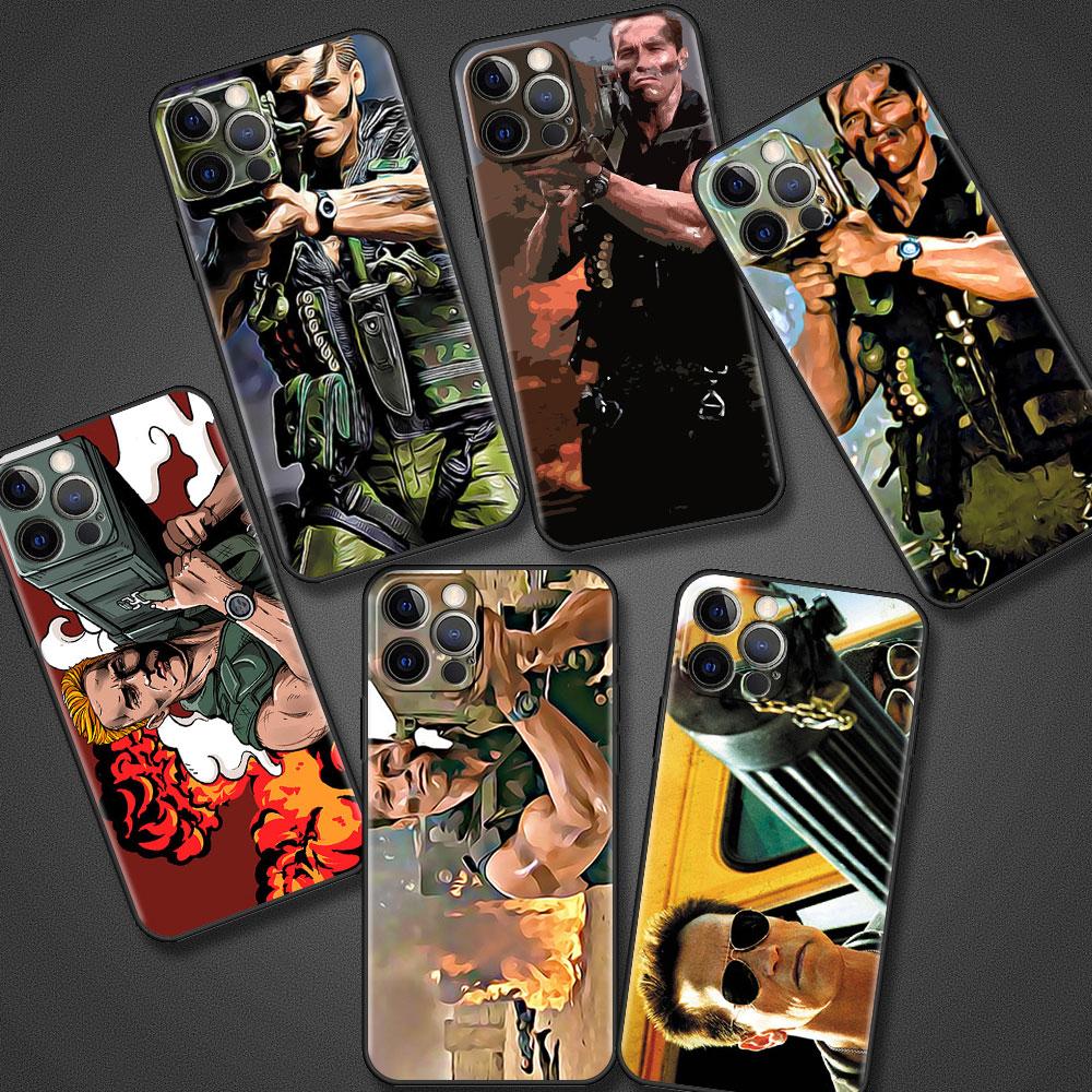 Mobile Phone Case For iPhone 14 15 11 12 13 16 Pro Max 16 Plus XS Black Soft Cover Coque Arnold Schwarzenegger Commando 1985