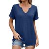 Women's Fashion Casual Color V-Neck Short Sleeve T-Shirt Loose Top