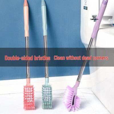 Multi-functional Long Handle Double-sided Stiff Bristle Toilet Brush for Complete Clean