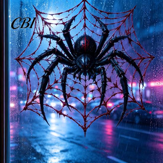 Horror Party Decorations Scary Black Spider Static Window Clings, Web Glass Stickers, Reusable Indoor Decor Decals for Haunted House Halloween