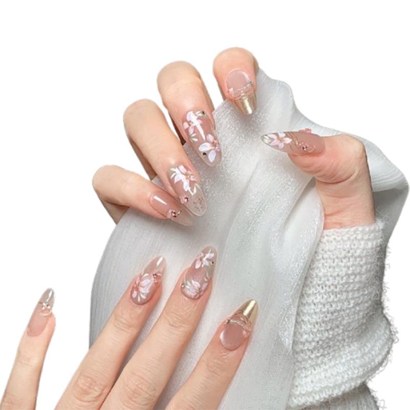 Handmade Wearable Cat Eye French Oval Nail Art Patches - Medium-Long, High-End Boutique Quality