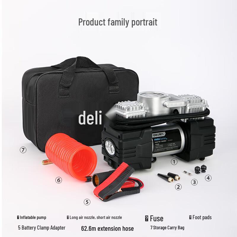Deli Dual-Cylinder Digital Car Tire Inflator Pump