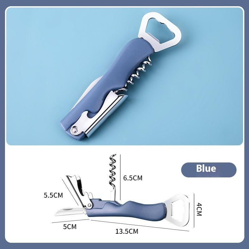 

Многофункциональная портативная открывалка для бутылок из нержавеющей стали, креативный дизайн для вина, для ресторанов и баров синий