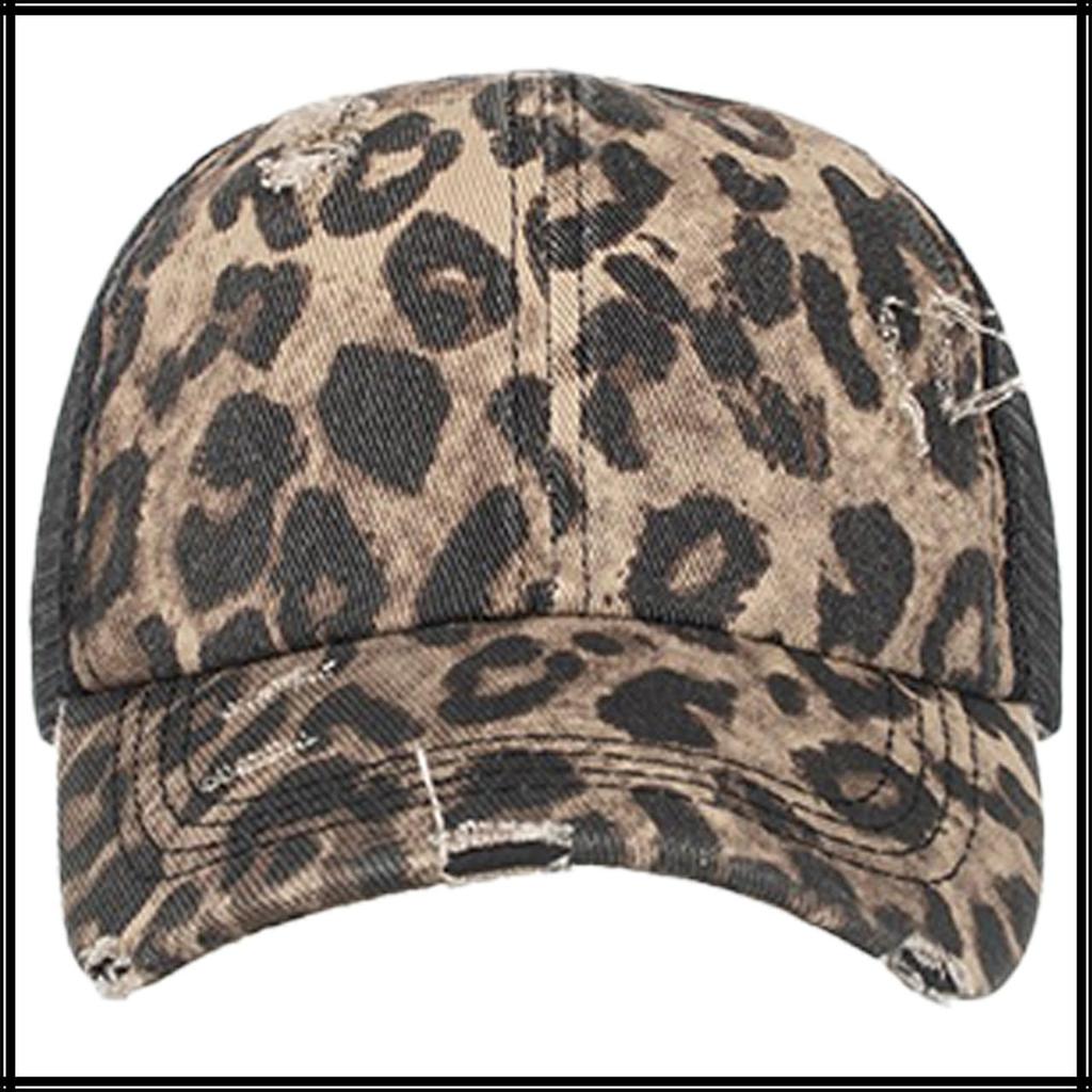 Netz Leo Leopardenmuster CA642 [Weißer Zahn] Kappe, Druck, Hut, Sport, Laufen, Outdoor, Damen (Leopard-Druck)