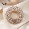 Circle Lapel Pin Hollow Rhinestone Ring Brooch Pin, Bling Daily Wear with Faux Pearl, Men Women Clothing Jewelry Accessories Alloy