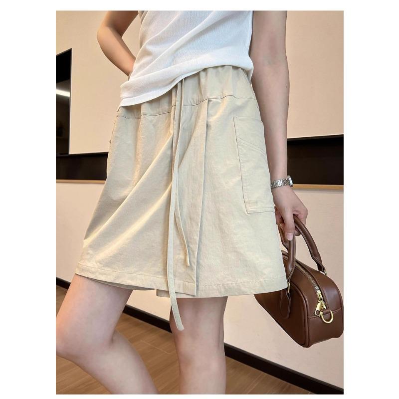 Women High Waist Cargo Skort Elastic Waist Casual Shorts With Pockets