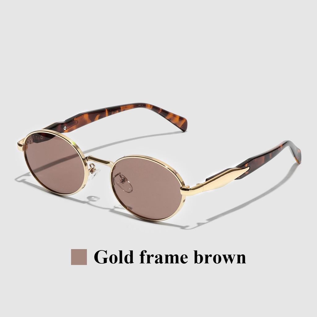 Ruiao Fashion Oval Sunglasses for Women Luxury Designer Metal Frame UV400 Sun Protection Shades Brand New Arrival Eyewear