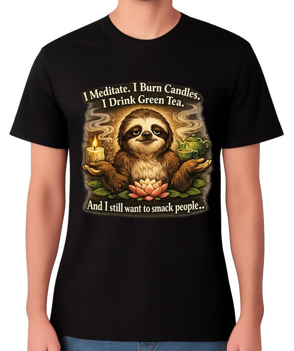 

Sarcastic Sloth Meditation Unisex T-Shirt For Stressed Meditate People Tee 5XL різнокольоровий