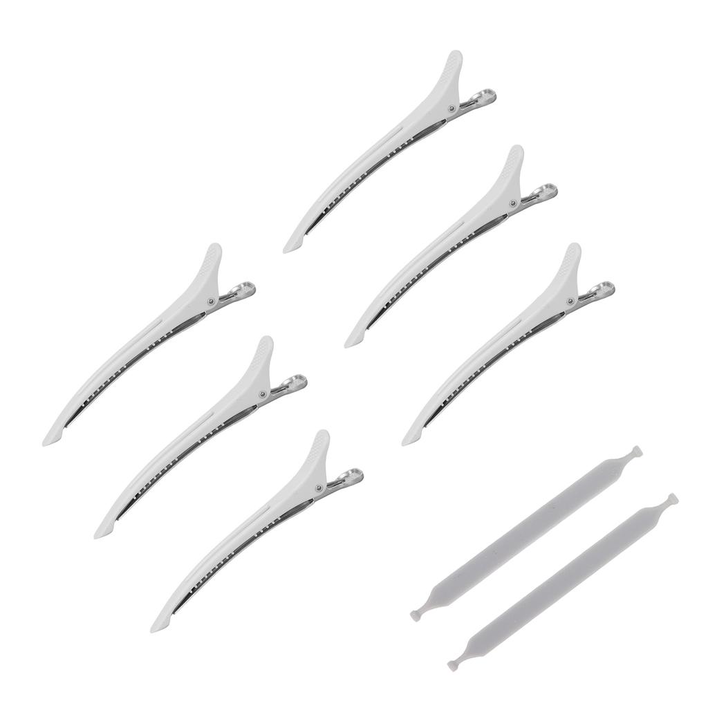 6Pcs Professional Hair Clips NonSlip Dividing  bill Hair Clips for Hair Cutting Styling(White )