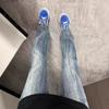 New American lightning burst jeans men's high street washed old straight slightly pulled casual long pants