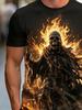 [Printed Design – Not Textured] Dark Flame Skull Grim Reaper Plus Size Men'S Short Sleeve T-Shirt, Plus Size Loose Fit Round Neck Casual Summer Men'S