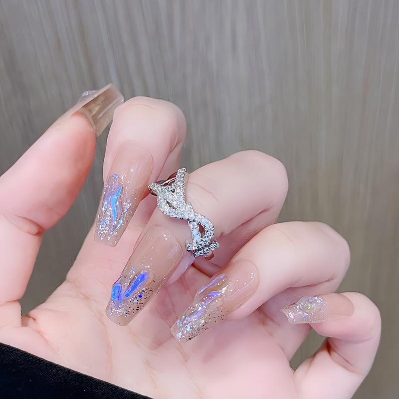 Super Flash Diamond-Set Zir*****Pen Ring, Colored Dopamine Women'S Light Luxury Niche Design Sense, High Sense Fashion Ring