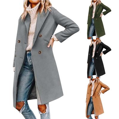 Fashion Trench Coats For Women's Long Trench Coat Slim Classic Solid Color Coats