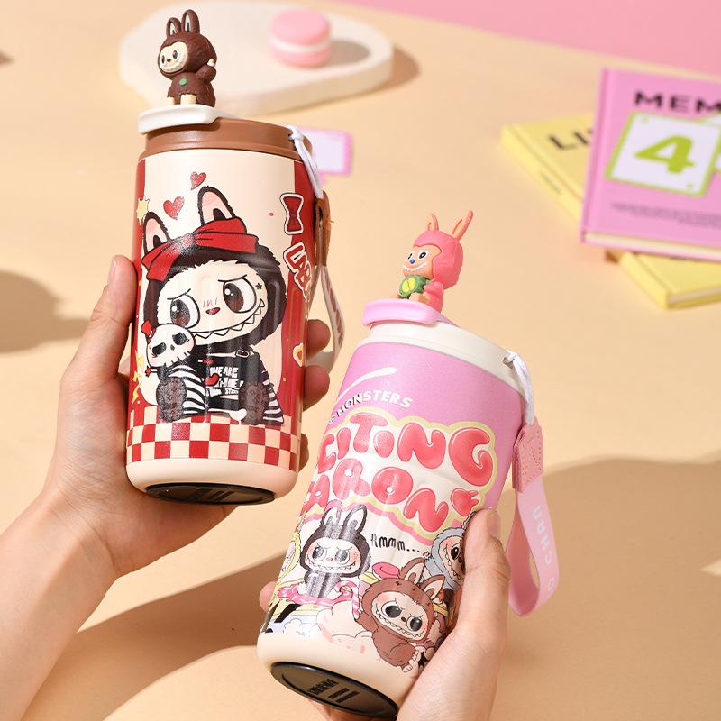 Tasse Thermos en Acier Inoxydable 304 Impression 3D Dessin Animé Tasse à Paille de Haute Valeur Portable Tasse à Café Américain Glacé