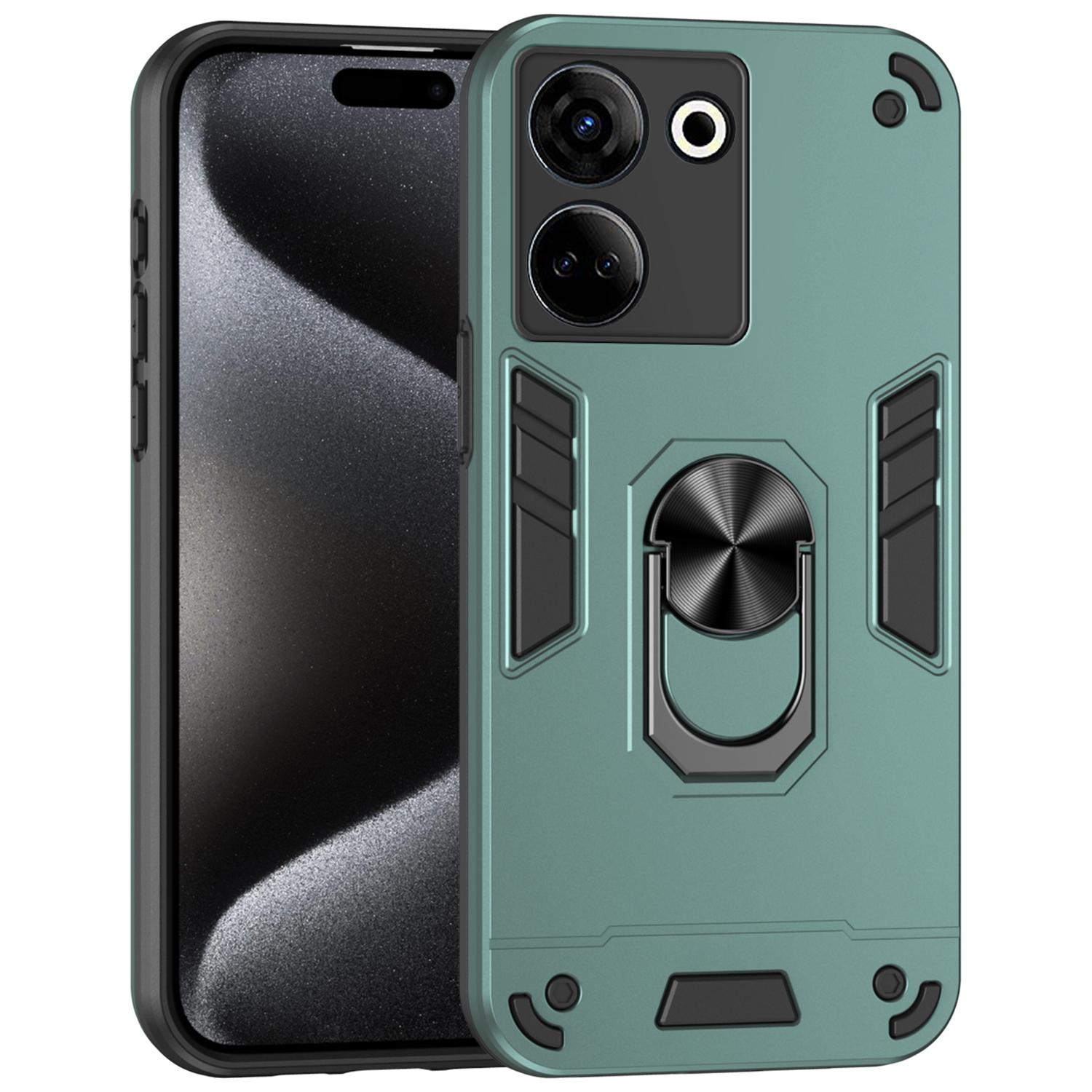 

For TECNO Camon 20 Pro 4G Case PC+TPU Armor Phone Cover with Kickstand Green