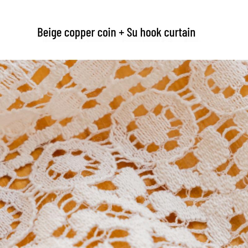 Nordic Beige Geometric Floral Lace Curtain Fabric for Living Room and Bedroom