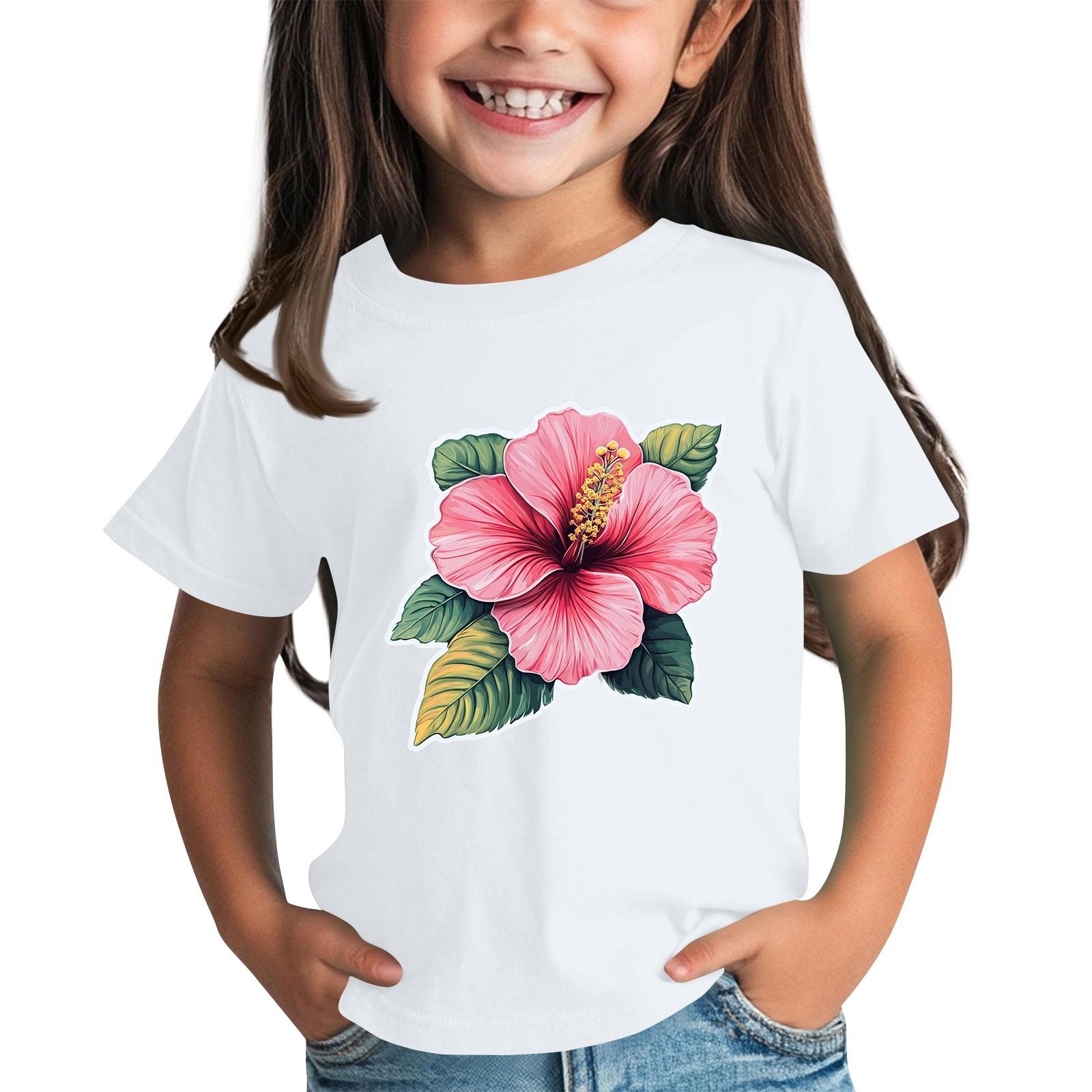 

Детская модная повседневная футболка с круглым вырезом и короткими рукавами 100 белый