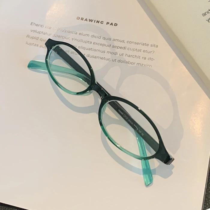 

Retro Y2K Oval Frames Glasses Portable Blue Light Blocking Women Eyewear Cosplay Small Frame Eyeglasses зелёный