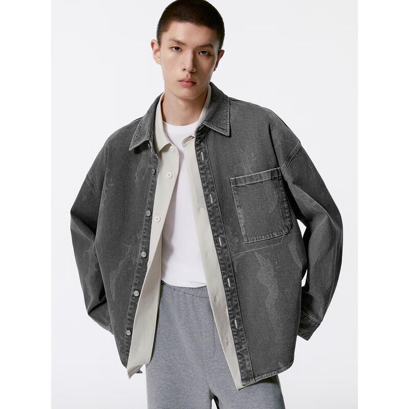 Veste chemise en jean à motif pour homme GXG