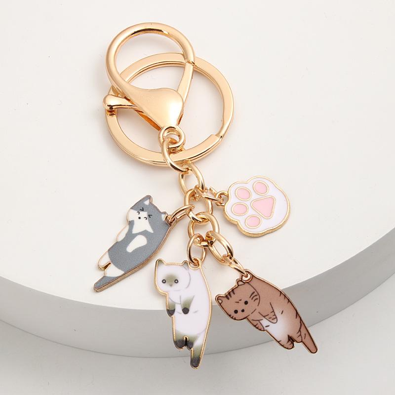 Kawaii Cat Keychain Pet Paw Key Ring Animal Footprint Key Chains Souvenir Gifts For Women Men Cay Keys DIY Handmade Jewelry