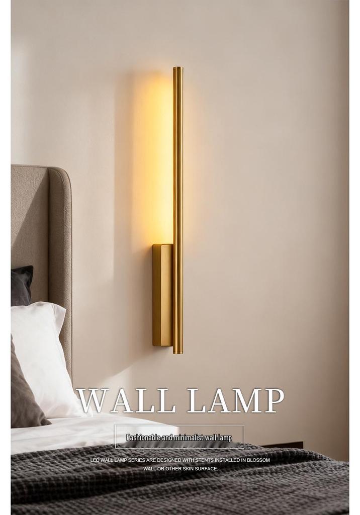 Modern Minimalist LED Wall Lamp - Copper Round Tube for Bedside, Corridor, Living Room, or Entrance