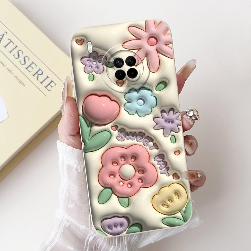 For Huawei Y9a Case Fashion Cute Cartoon Luxury Flowers Silicone Back Cover For Huawei Y9a Phone Case Shockproof Bumper FRL-L22