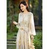 Elegant Spring 2025 Women's Slimming Bubble Sleeve Mulberry Silk Dress