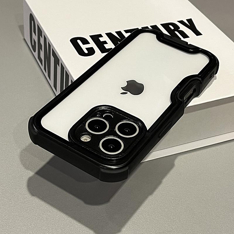 Heavy Duty Hybrid Bumper Armor Clear Case for iPhone 16 15 14 Plus 13 12 11 Pro Max Shockproof Hit Color Durable Cover