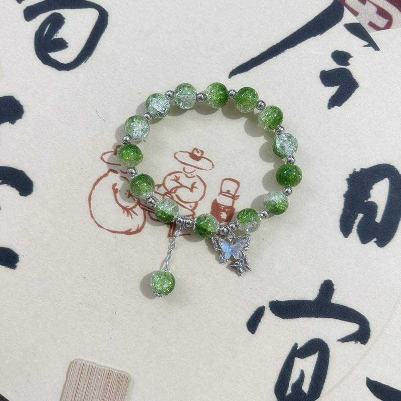 New Chinese Antique Beaded Elastic Rope Bracelet, Sweet Girl Glass Bead Bracelet, Bracelet Jewelry.